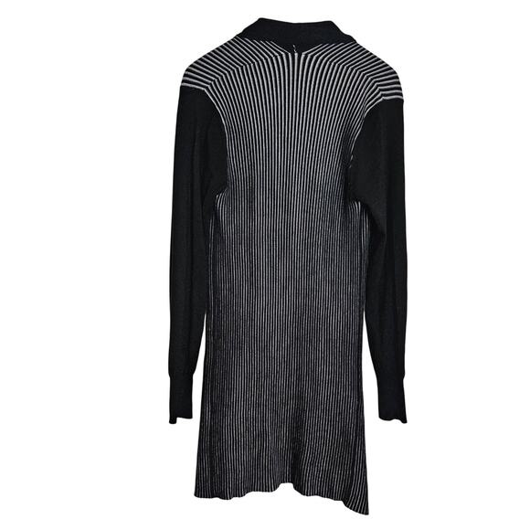 Lapis Womens Long Black White Accordian Pleated Boho Cardigan Sweater Size L - Picture 11 of 12